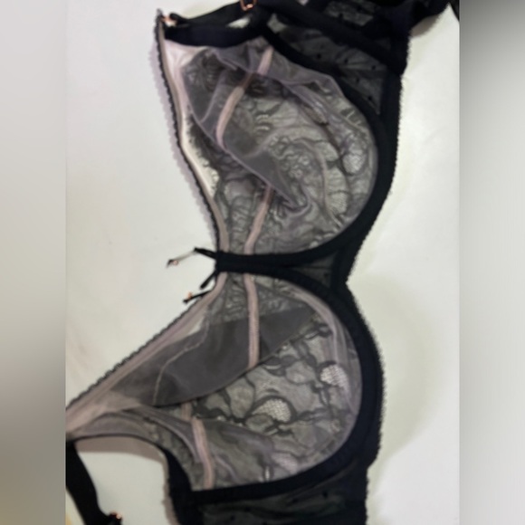 Smart & Sexy Black Retro Lace & Mesh Unlined Full Coverage Underwire Bra 46DD - Picture 8 of 8